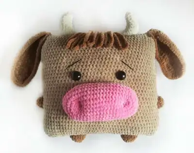 Adorable Bull Pillow Crochet Pattern