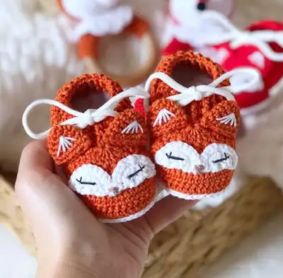 Adorable Fox Baby Booties Crochet Pattern