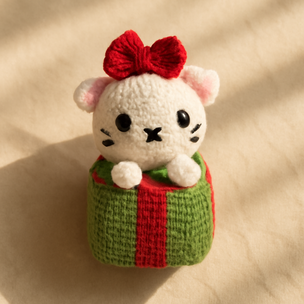 Christmas Giftbox Cat Amigurumi Pattern
