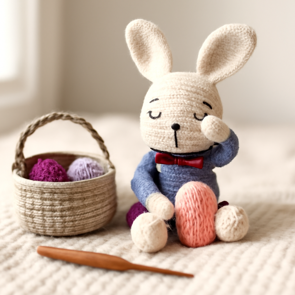 Easter Bunny with Basket and Eggs Amigurumi Pattern