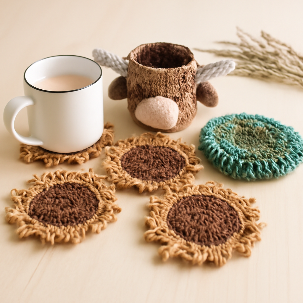 Highland Cow Coaster Set Crochet Pattern