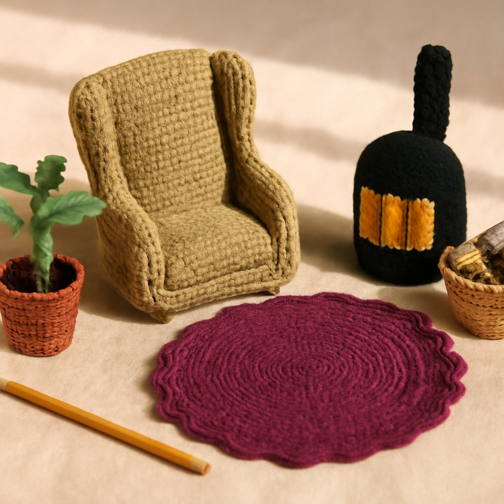 Miniature Living Room Furniture Crochet Pattern