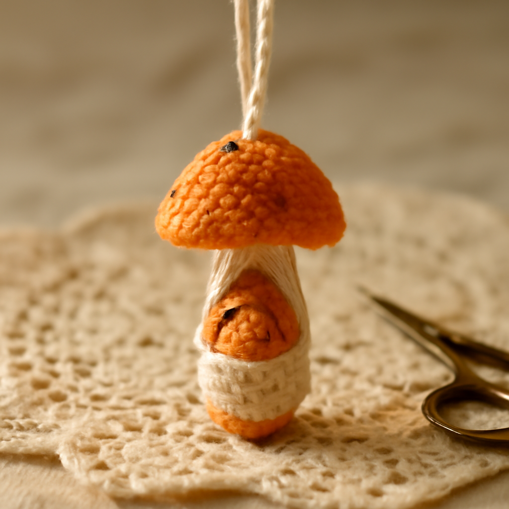 Mushroom Pendant with Gnome Crochet Pattern