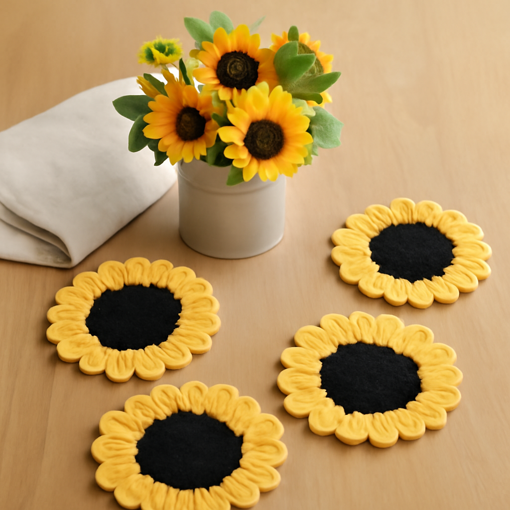 Sunflower Power Crochet Coasters Pattern